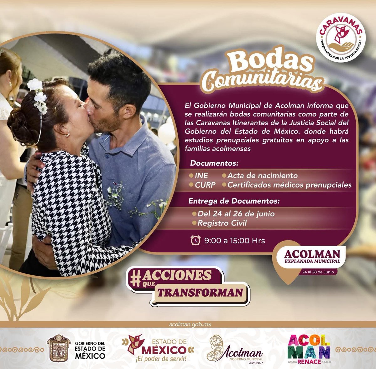 Este viernes <a href="/GobiernoAcolman/">Gobierno Municipal de Acolman</a> lleva a cabo #BodasComunitarias #EdoMéx