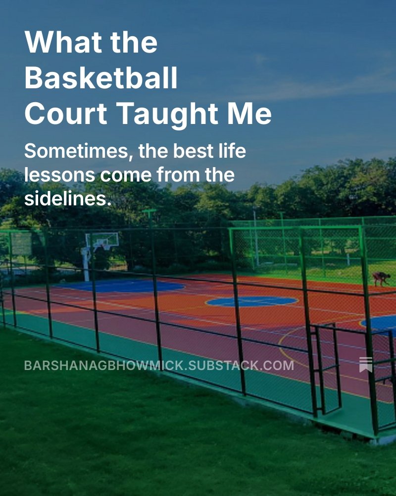 barshanag's tweet image. From my window, I watch kids play basketball...  free, focused, full of heart.

In their game, I saw life. Simple. Honest. Clear.
New Substack: What the Basketball Court Taught Me
👇
#SliceOfLife #SubstackIndia #LifeLessons
@barshanag
@SubstackInc
🔗 barshanagbhowmick.substack.com/p/what-the-bas…