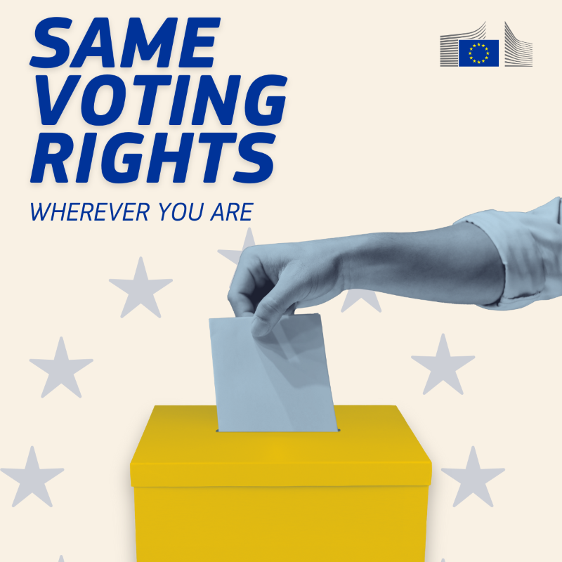 EU_Commission's tweet photo. 🇪🇺🗳️ Voting in European elections just got a whole lot easier. 

We welcome the decision to grant the same voting rights as locals to Europeans living in another EU country.