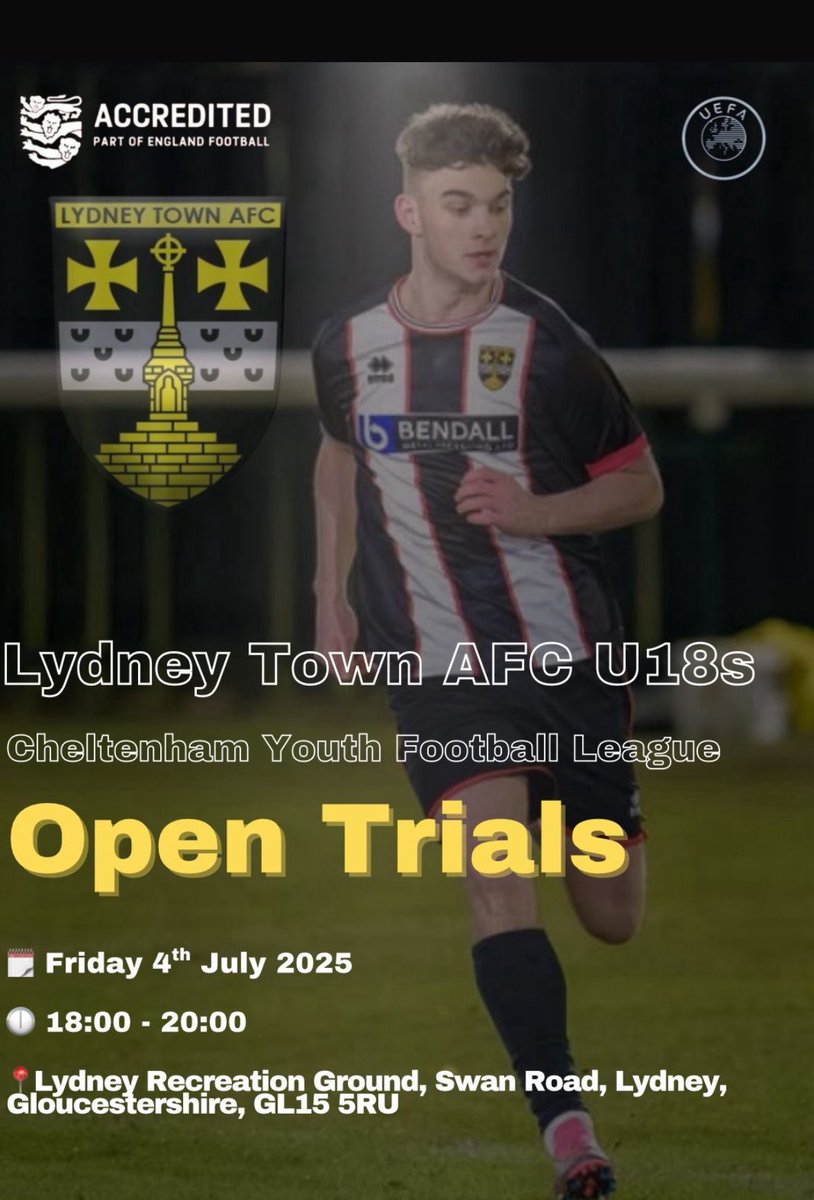It’s that time of year again! 

Our hugely successful under 18 team are holding open trials, so if you want floodlit football, at the best facilities in the Forest of Dean at an inclusive and social club with a genuine pathway to senior football, hit us up!