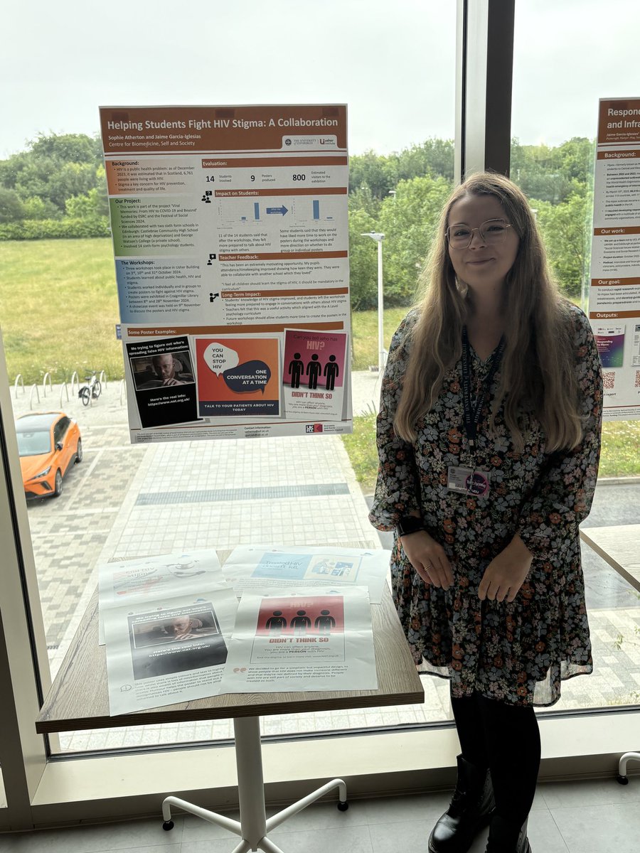 JGarciaIglesias's tweet image. Our team from @ViralMemories proudly showcasing the work we’ve done with local high school students about HIV stigma at the @EdinUniUsher opening today!