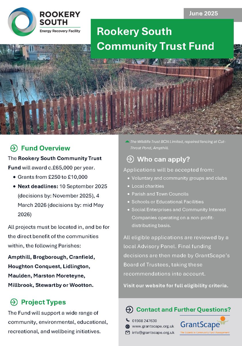 The Rookery South Community Trust Fund is now open for applications! Grants from £250 to £10,000 are available. Eligible groups include: Local charities; Community groups and clubs; Schools and councils; Social enterprises (non-profit). Apply here: bit.ly/443a9Dw