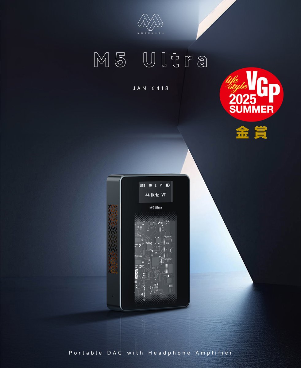 mimisolaportal's tweet photo. MUSE HiFi M5 ULTRA 　 VGP 金賞(ヘッドホンアンプ(ポータブルタイプ・3万円以上5万円未満))  受賞記念プレゼント!

下記条件を満たして頂いた方の中から１名様にM5ULTRAをプレゼント！　
①この投稿をいいね＆リポスト　
②@mimisolaportal をフォロー
③期間　7/7 (月）　23:59まで

真空管搭載DACアンプがあなたの手に！ 
  https://t.co/O7H8EZcvqN