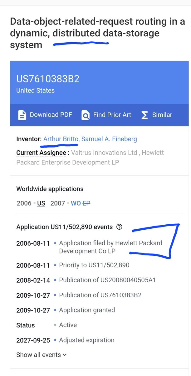 Control_Alt_BTC's tweet image. Time before Bitcoin
Arthur Britto, patent
Data-object-related-request routing in a dynamic, distributed data-storage system
Application filed by Hewlett Packard Development Co LP
y2006
#Distributed #HP @ahbritto