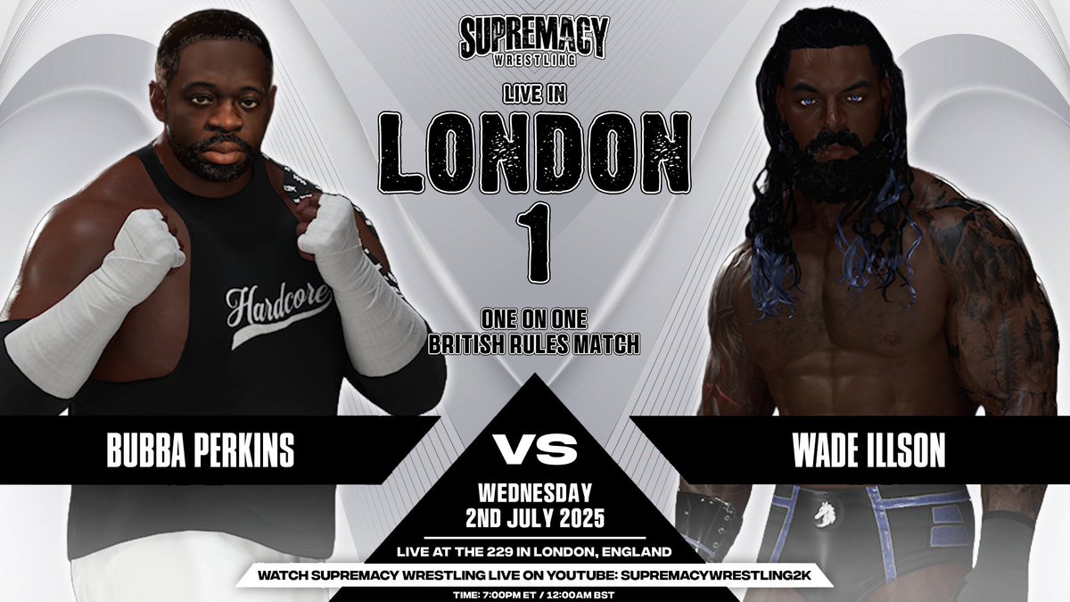 These two have been going at it for weeks &amp; shits about to hit the fan. It's Bubba Perkins vs Wade Illson in a British Rules Match. 5x 5 minute rounds &amp; first to 2 falls. It was agreed with these two &amp; finally these 2 are gonna butt head. Who will survive this war? Who knows? 🔥