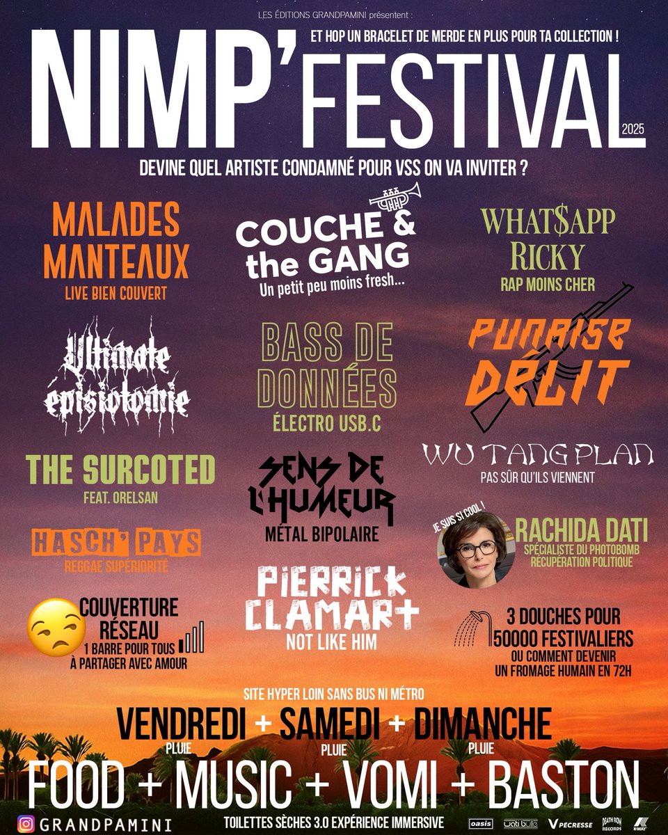 Les Éditions Grandpamini vous invitent à la quatrième édition du « NIMP Festival » l’événement central d’un été pas ouf // Spécial bisous à la rédac’ 💋 // un jour ce festival existera pour de vrai // #grandpaminiedition #nimpfestival CECI EST UNE PARODIE