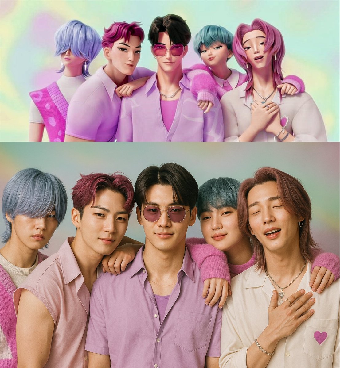 KDambz's tweet photo. SAJA BOYS in animation vs. AI.

#sajaboys #KPOPDEMONHUNTERS #sonypicturesanimation https://t.co/0TNhjGwyRv