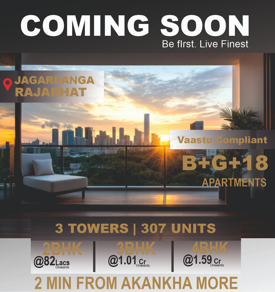Propkeyadvisors's tweet photo. COMING SOON – RAJARHAT
Be First. Live Finest.
📷 Jagardanga, 2 Mins from Akankha More
B+G+18 | 3 Towers | 307 Units
📷 Vaastu Compliant | Luxury Living
Pricing Starts At:
2BHK – ₹82 Lakhs
3BHK – ₹1.01 Cr
4BHK – ₹1.59 Cr
📷 Call Now: 7439619165 | 9836857762 https://t.co/TEPLHHe1Gy