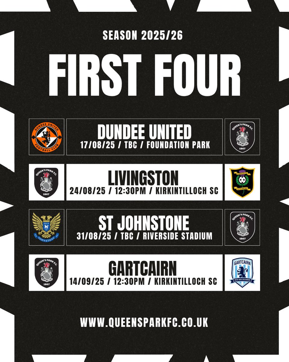 An away trip to start the season, before our first game Kirkintilloch Sport Complex on match-day 2. 

Read more about the fixtures ⬇️
🔗 rb.gy/3tk8ck