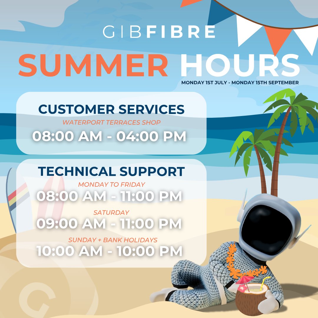 ☀️ Summer Hours Are Here! 🕒
From Monday 1st July to Monday 15th September, our hours are changing:

Enjoy your summer, we’re still here to help! 😎📱💻