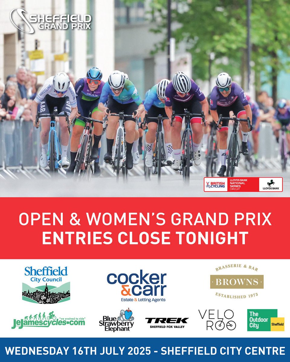 Entries for the Loyds @britishcycling National Circuit Series races closes today. Entry will remain open for later entries, but there is an increased cost, so please enter today to be assured of a ride. Enter here: britishcycling.org.uk/events/details…