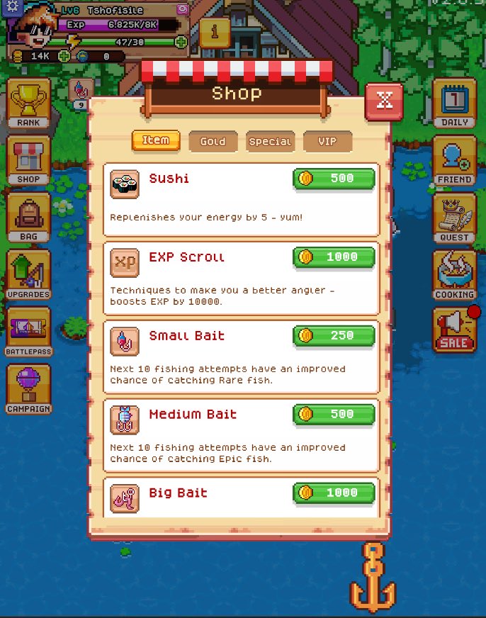 Timothy.KGeN (@tshofisile) on Twitter photo GM everyone.
Today’s discourse on <a href="/FishingFrenzyCo/">Fishing Frenzy</a> will be about some of the items that can be procured or purchased in the shop.
What do they work for?, and how do you get them?
Let’s get into it
⬇️⬇️⬇️⬇️
SHOP is the marketplace for the game. There are varieties of stuffs GM everyone.
Today’s discourse on <a href="/FishingFrenzyCo/">Fishing Frenzy</a> will be about some of the items that can be procured or purchased in the shop.
What do they work for?, and how do you get them?
Let’s get into it
⬇️⬇️⬇️⬇️
SHOP is the marketplace for the game. There are varieties of stuffs