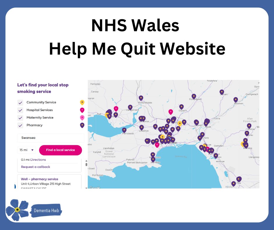 Dementia Hwb Swansea (@dementiahwb) on Twitter photo Do you know where to go to get help to quit smoking? The NHS Wales <a href="/HelpMeQuitWales/">NHS Help Me Quit</a> website has information on all the services local to you that can provide help and support.
Make the steps today for a smoke free future for your health and your brain🧠 Do you know where to go to get help to quit smoking? The NHS Wales <a href="/HelpMeQuitWales/">NHS Help Me Quit</a> website has information on all the services local to you that can provide help and support.
Make the steps today for a smoke free future for your health and your brain🧠