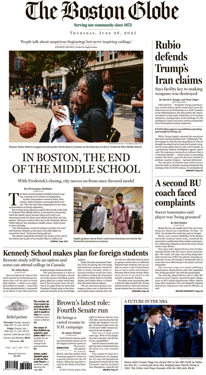 ๐ต๐๐๐๐ ๐ฟ๐๐๐๐ ๐๐๐๐๐ข ๐ฐ (@ukpapers) on Twitter photo ๐บ๐ธ In Boston, The End Of The Middle School
โซWith Frederick's closing, city moves on from once-favoured model
โซ<a href="/huffakingit/">Christopher Huffaker</a>
#frontpagestoday #USA <a href="/BostonGlobe/">The Boston Globe</a> ๐บ๐ธ ๐บ๐ธ In Boston, The End Of The Middle School
โซWith Frederick's closing, city moves on from once-favoured model
โซ<a href="/huffakingit/">Christopher Huffaker</a>
#frontpagestoday #USA <a href="/BostonGlobe/">The Boston Globe</a> ๐บ๐ธ