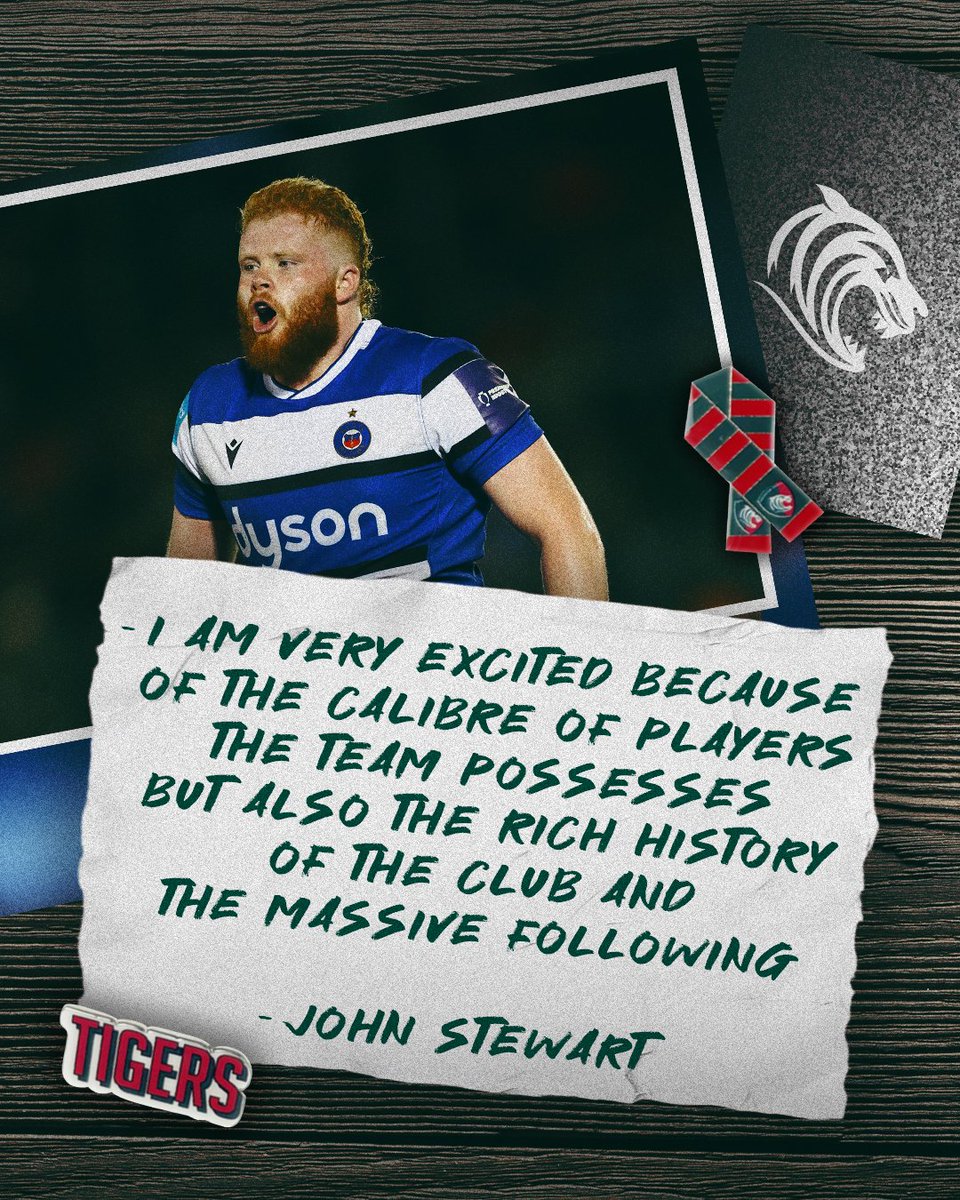LeicesterTigers's tweet photo. 🗣️ 

John Stewart on joining Leicester Tigers.

ℹ️ https://t.co/3gQuJrfy8y | #COYT 🐯 https://t.co/hzJx7USIVz