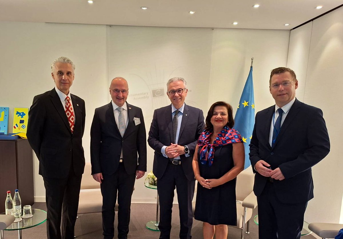 MFEA Croatia (@mvep_hr) on Twitter photo On the margins of the Summer Session of the <a href="/PACE_News/">PACE</a> <a href="/coe/">Council of Europe</a>, Minister <a href="/grlicradman/">Gordan Grlić Radman</a>, met with the President of the Assembly, Theodoros Rousopoulos <a href="/PACE_President/">Theodoros Rousopoulos</a>.
They discussed the importance of strengthening democratic resilience on our continent and the Council of Europe's On the margins of the Summer Session of the <a href="/PACE_News/">PACE</a> <a href="/coe/">Council of Europe</a>, Minister <a href="/grlicradman/">Gordan Grlić Radman</a>, met with the President of the Assembly, Theodoros Rousopoulos <a href="/PACE_President/">Theodoros Rousopoulos</a>.
They discussed the importance of strengthening democratic resilience on our continent and the Council of Europe's