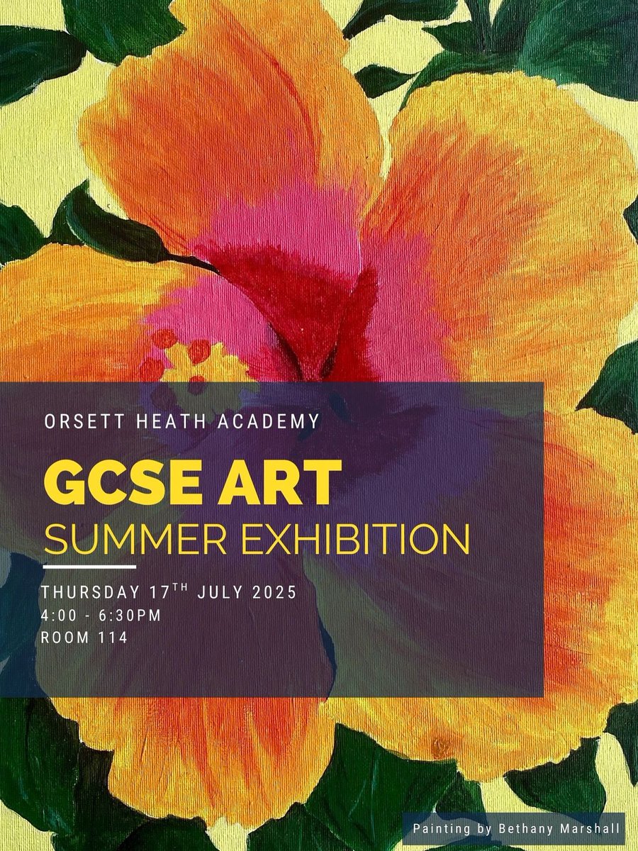 The Art Department would like to invite friends and family of Y11 GCSE artists, along with current GCSE art students, to attend the 2025 OHA Summer Art Exhibition. 🎨🖌️🖼️

The event will take place on Thursday 17 July, between 4:00 and 6:30pm in Room 114 (Art dept).