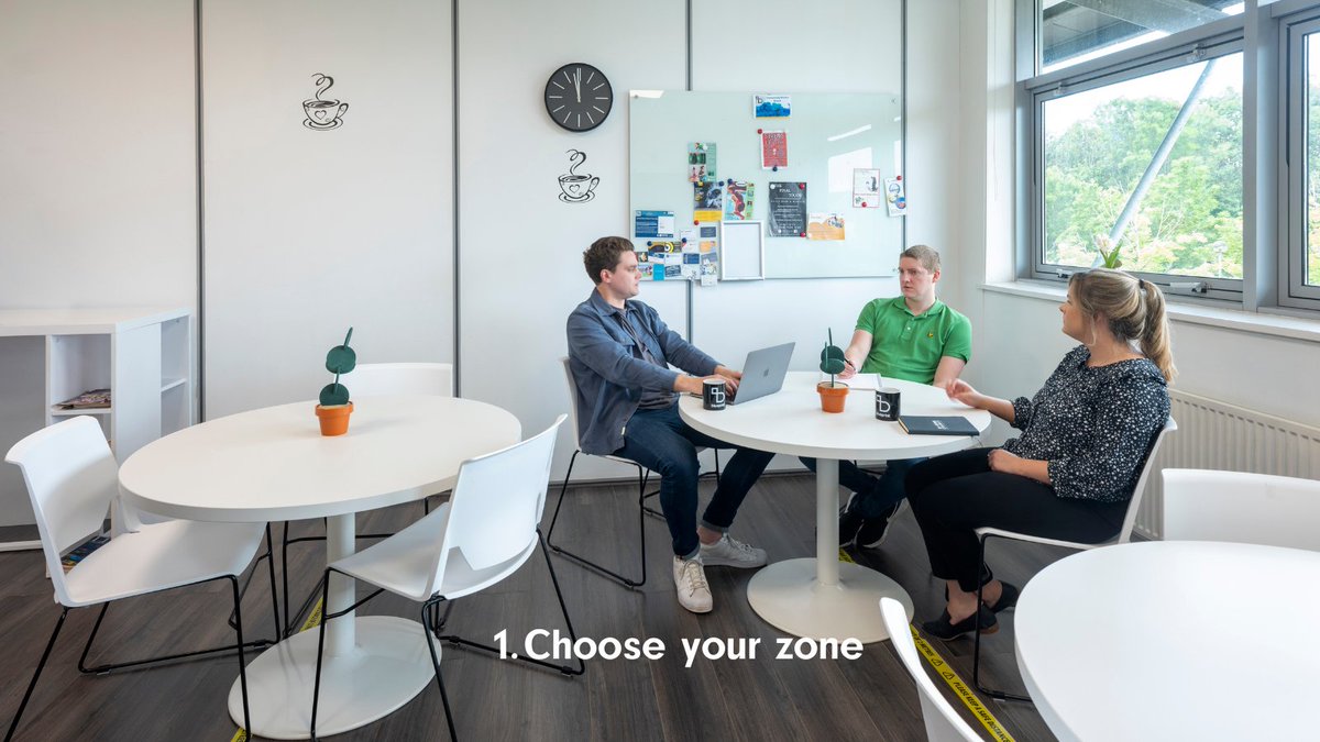 BlueprintWorks1's tweet photo. 1. Pick the right zone for your task - private suite or coworking desk? Flexibility helps focus. https://t.co/0ZBCoHK3Yh