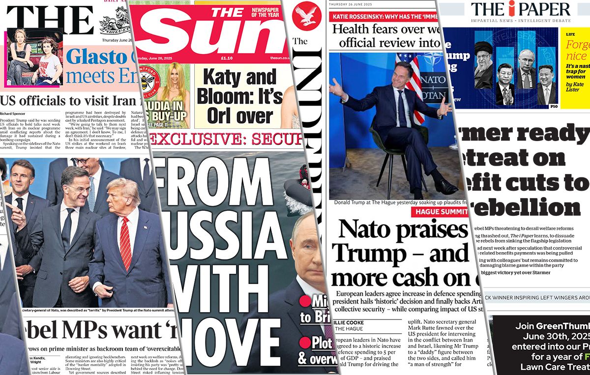 On today’s #frontpages: PM Starmer accused of being ‘in denial’ over scale of Labour MPs’ welfare rebellion; US president Trump says Nato pledge on defence is ‘big win’: buff.ly/ufP1Pqc