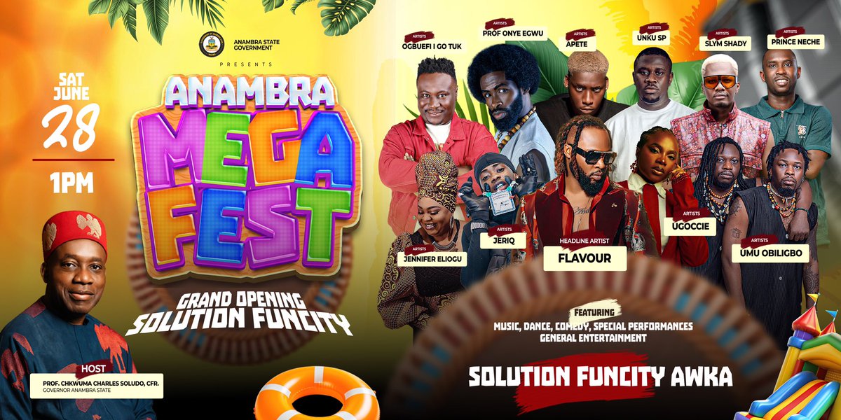 ChiefPriestCP's tweet photo. 🚨 GET READY, ANAMBRA! 🚨
it’s the #AnambraMegaFest and it’s about to BLOW YOUR MIND! 🎉🔥

🎶 Music. 💃 Dance. 😂 Comedy. 🌟 Special performances.
All roads lead to Solution Fun City, Awka this Saturday!

Don’t miss it.
#AnambraMegaFest #SolutionFunCity #AwkaEvents https://t.co/xqOotbCkVt