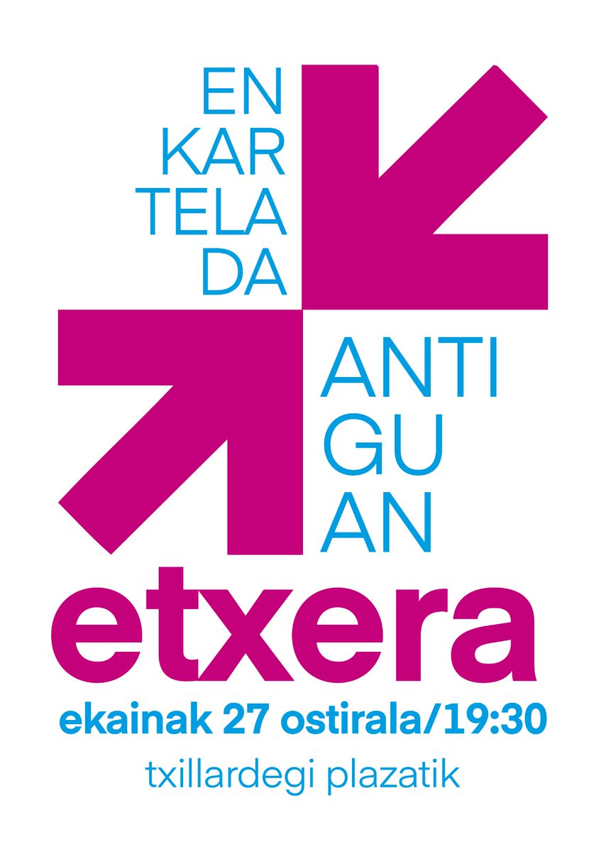 KASU‼️
BIHAR Ekaineko Azken Ostirala Antiguan‼️

Pausoz pauso #behinbetiko #etxera 

📌Ekainak 27, ostirala
19:30 Txillardegi plazan