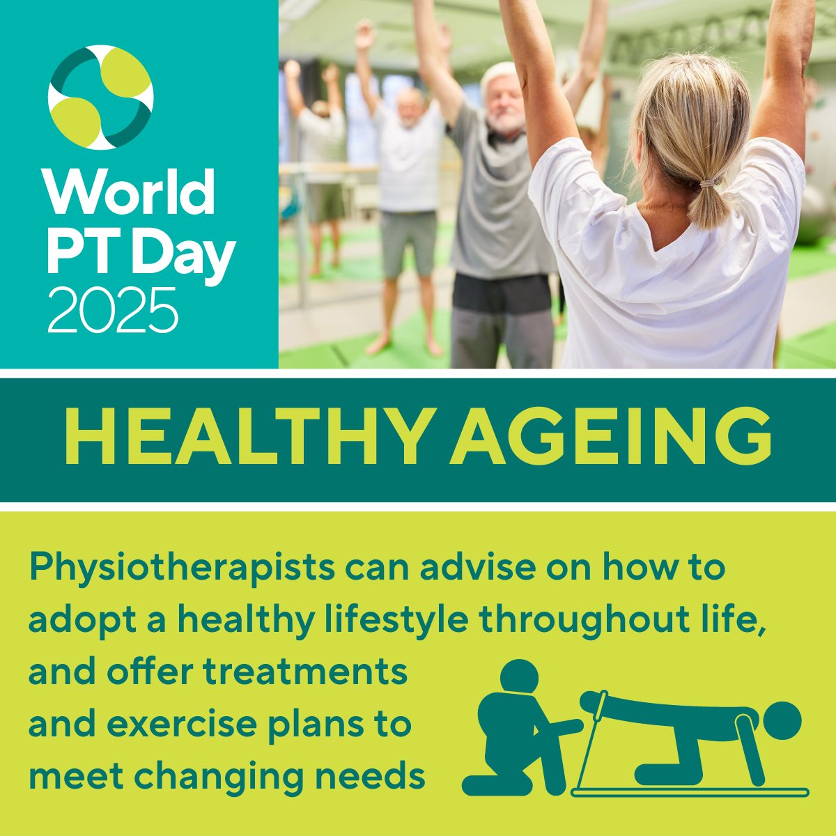 The toolkit for #WorldPTDay 2025 is published! This year's theme is the role of physiotherapy in healthy ageing, with a focus on preventing frailty and falls. Take a look at the campaign materials &amp; start planning how you're going to mark 8 September ow.ly/tVTM50Wgylp