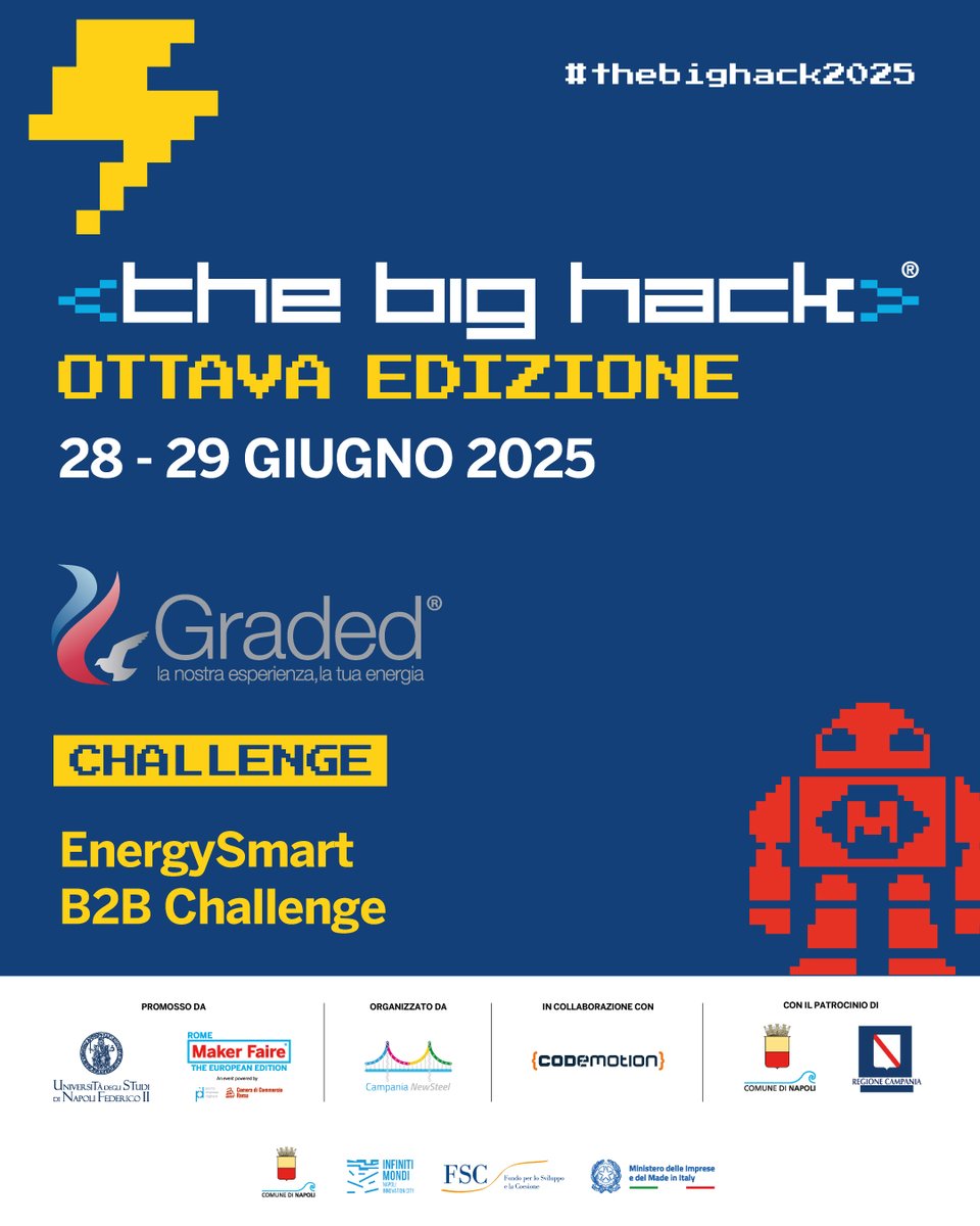 💡 Individuare soluzioni #smart per l’efficienza energetica nel #B2B. La nuova sfida di <a href="/GradedSpa/">Graded</a> per #TheBigHack25. In palio buoni #Amazon per 2500 euro!

#challenge #Innovation #hackathon #thefutureofwork #Software #SoftwareEngineer #Napoli #appleacademy