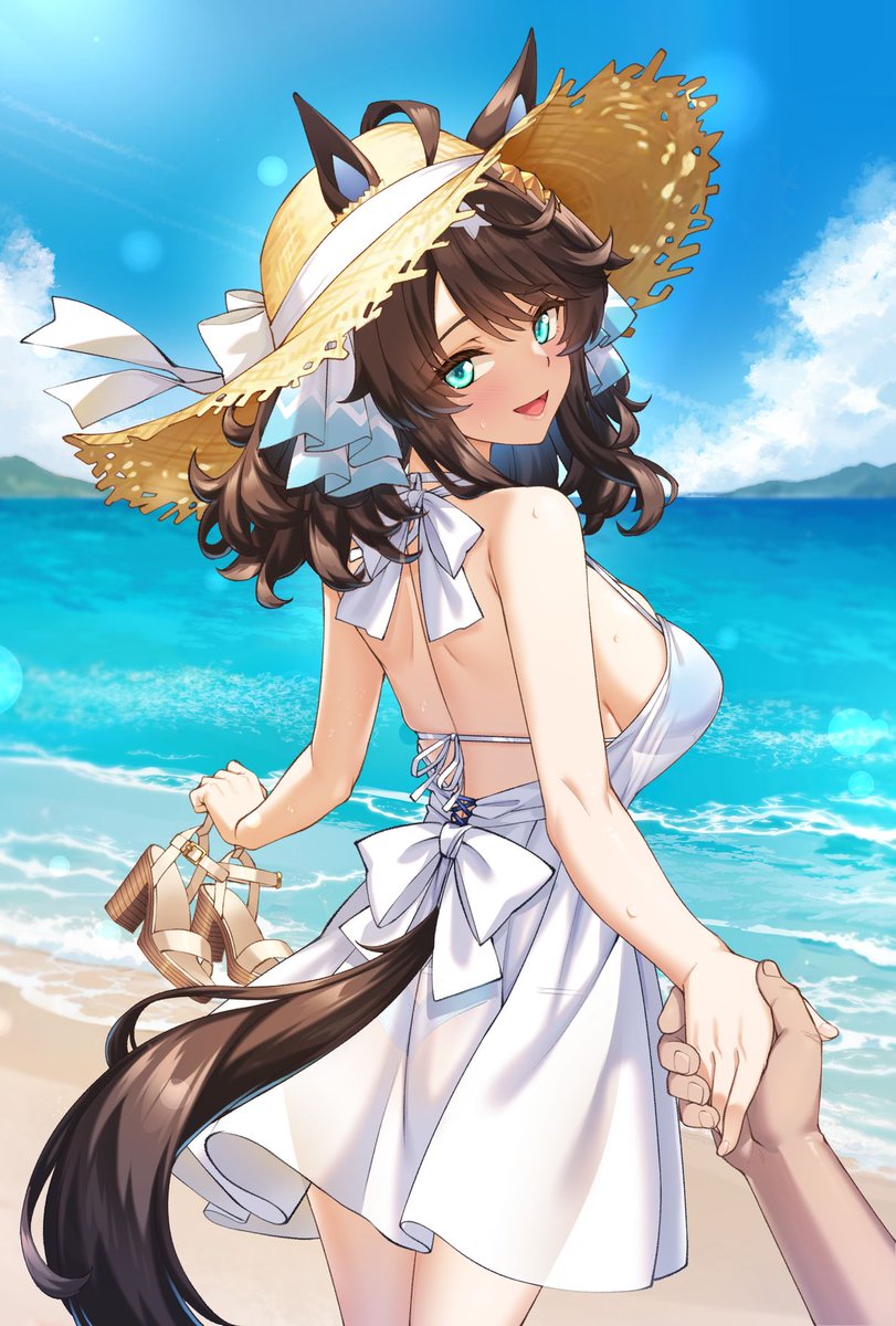 「トレーナーさん、こっちこっち！」
「ここの潮風もすごく気持ちいいですよ！」

今年はまだ海に行ってないな…。
9月に沖縄へ遊びに行こうかな。

SKEBご依頼有難うございました