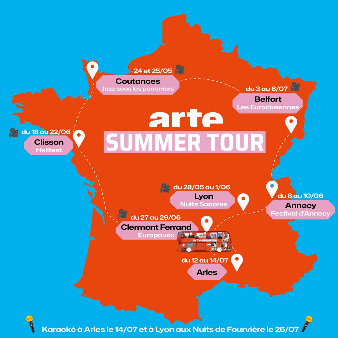 Après des kilomètres de route (et de goodies distribués), le Summer Bus d’ARTE pose enfin ses valises à Europavox. Prêts à ambiancer Clermont-Ferrand avec nous ? 🕺