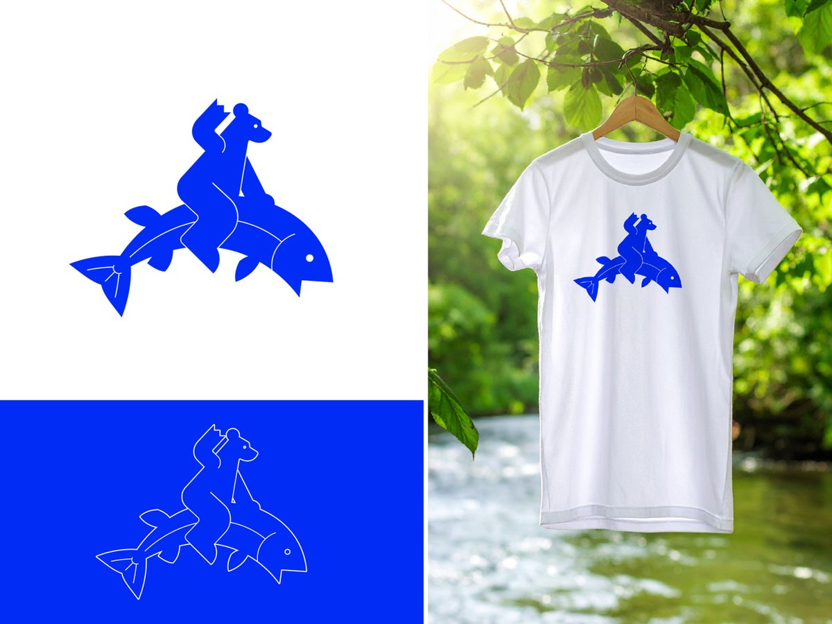 Riding Bear.
A cool and fun project illustrating a bear riding a fish. This is a design from a collection of bears doing cool things and it will be featured on t shirts and different merchandise.