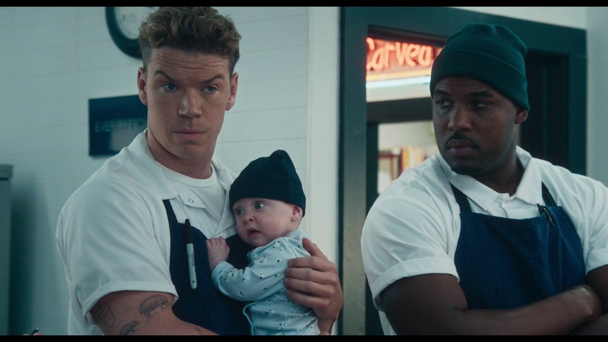 lyrawhite's tweet photo. The best decision ever made on the bear season 4 was to shoot this scene with Will Poulter holding the baby. 
Chef Luca and baby Sophie should share more screen time. https://t.co/dKYRNXkoe1