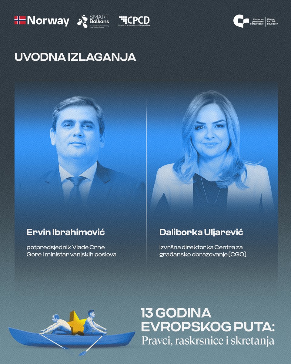 CGO - CCE (@cgocce) on Twitter photo 🇪🇺 Evropski put nije samo tehnički proces – već pitanje vrijednosti, izbora i odgovornosti
Ponedjeljak, 30. juna u 10:00h, #CGO organizuje konferenciju: 13 godina evropskog puta: pravci, raskrsnice i skretanja
🎙Uvodna izlaganja:
👤 Ervin Ibrahimović, potpredsjednik <a href="/VladaCG/">Vlada Crne Gore</a> i 🇪🇺 Evropski put nije samo tehnički proces – već pitanje vrijednosti, izbora i odgovornosti
Ponedjeljak, 30. juna u 10:00h, #CGO organizuje konferenciju: 13 godina evropskog puta: pravci, raskrsnice i skretanja
🎙Uvodna izlaganja:
👤 Ervin Ibrahimović, potpredsjednik <a href="/VladaCG/">Vlada Crne Gore</a> i