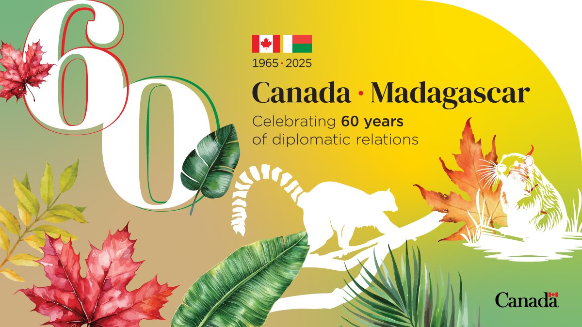 🇨🇦🤝🇲🇬Happy National Day, Madagascar!

We’re proud to celebrate 60 years of Canada–Madagascar friendship rooted in shared priorities such as health, education, trade, and climate action.

To a to a strong and lasting partnership! #CanadaMadagascar60