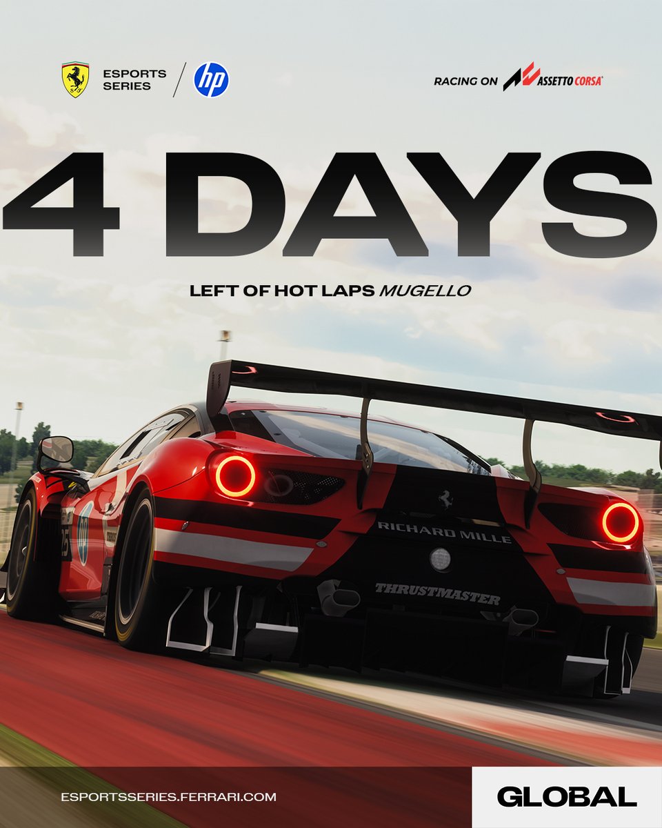 Round 2 of Assetto Corsa Hot Laps are closing soon 💥

Make sure you set your best laps to break into the Top 10 🏁
➡️ bit.ly/3Sbnfrj

#FerrariEsports #FerrariEsportsSeries