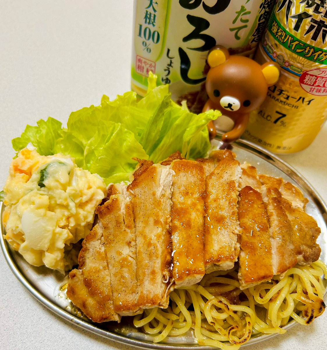 おろぽんポークソテーと自家製ポテトサラダ。