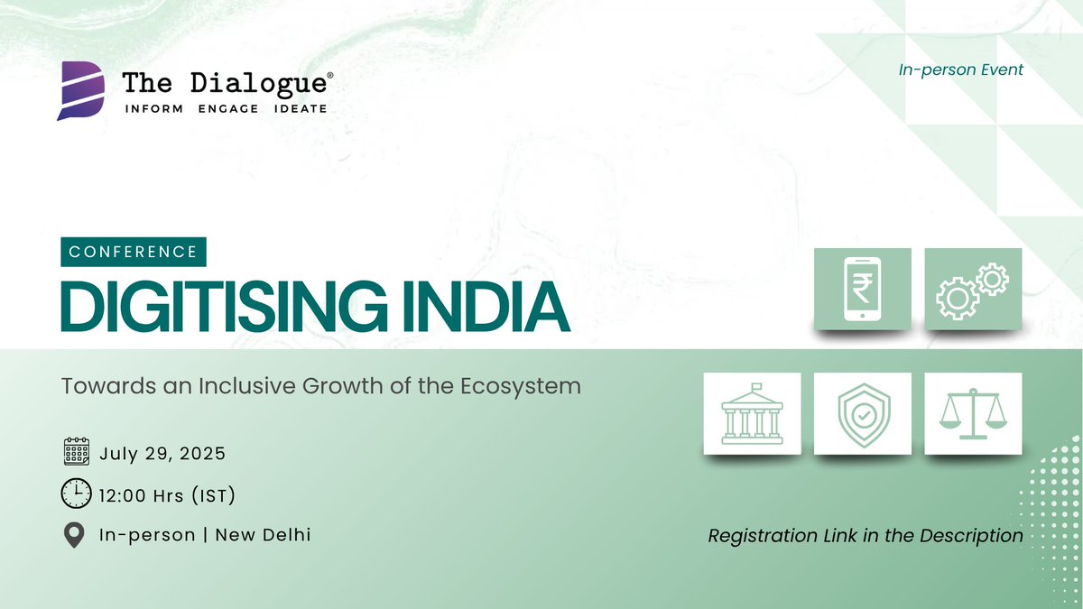🚨 #EventAlert #FinancialInclusion

We’re thrilled to announce that 𝗧𝗵𝗲 𝗗𝗶𝗮𝗹𝗼𝗴𝘂𝗲 is hosting a high-impact, in-person conference on “𝗗𝗶𝗴𝗶𝘁𝗶𝘀𝗶𝗻𝗴 𝗜𝗻𝗱𝗶𝗮: 𝗧𝗼𝘄𝗮𝗿𝗱𝘀 𝗮𝗻 𝗜𝗻𝗰𝗹𝘂𝘀𝗶𝘃𝗲 𝗚𝗿𝗼𝘄𝘁𝗵 𝗼𝗳 𝘁𝗵𝗲 𝗘𝗰𝗼𝘀𝘆𝘀𝘁𝗲𝗺” on July 29, 2025 in