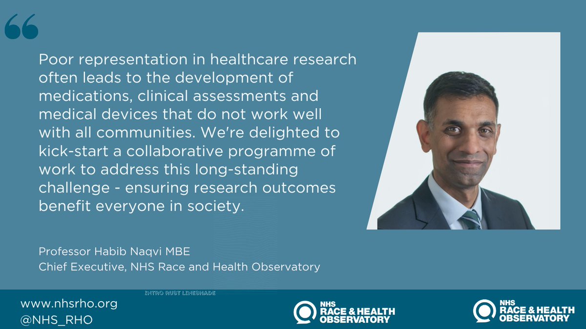 NHS_RHO's tweet image. Today we launch our programme to increase representation of diverse communities in health research. We will strengthen our collaboration with @NIHRresearch and others to build on our joint commitment for research inclusion. See more nhsrho.org/news/experts-t…