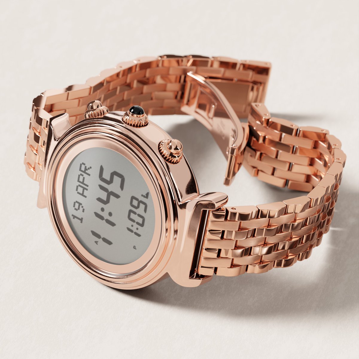 من تشكيلة الساعات النسائية – سوار بلون الذهب الوردي
Ladies watch model WF14, comes with Rose Gold band