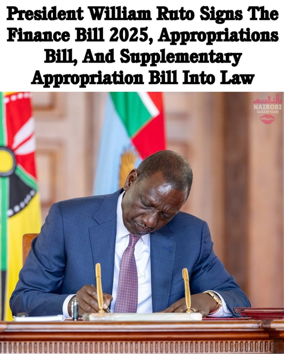 President Ruto signing the bill and ignoring whatever is happening in the country is equally showing Kenyans the middle finger 🖕.

It's all okay bwana Ruto, your time holding that Title has lapsed. Wantam is unequivocally imminent!

#rejectthefinancebill2025 
#RutoMustGo
News in