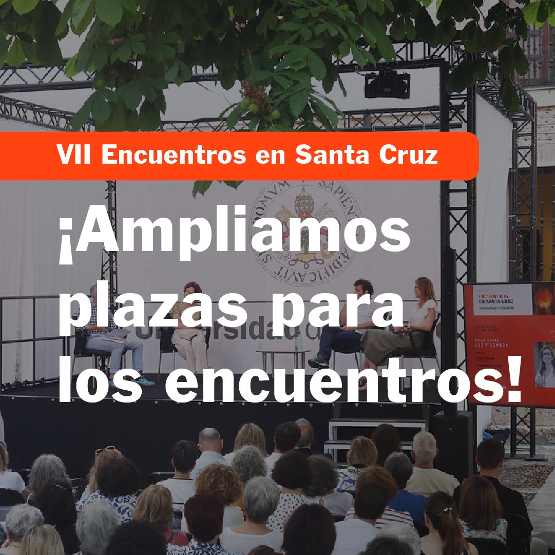 🕯️#VIIEncuentrosEnSantaCruz ¡AMPLIAMOS PLAZAS! 

#EncuentrosEnSantaCruz 
📢Disponibles nuevas invitaciones gratuitas en 
👉 entradas.uva.es

Del 25 al 27 de junio, en el Palacio de Sta Cruz de #Valladolid 

📍+info en buendia.uva.es · Con <a href="/forodelacultura/">Foro de la Cultura</a> <a href="/UVa_es/">Gabinete de Comunicación Universidad de Valladolid</a>