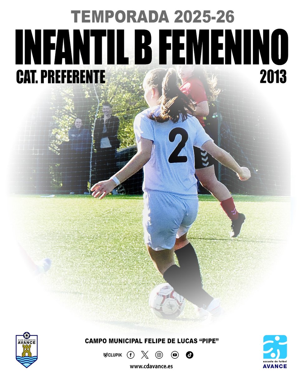 C.D.Avance (@cdavance) on Twitter photo Temporada 2025/26 ⚽️⚽️⚽️
Infantil B Femenino 2013
Categoría Preferente
☎️ 91 882 40 35
📧 escueladefutbolavance@hotmail.com
🏟️ Felipe de Lucas "PIPE"
#somosdelavance Temporada 2025/26 ⚽️⚽️⚽️
Infantil B Femenino 2013
Categoría Preferente
☎️ 91 882 40 35
📧 escueladefutbolavance@hotmail.com
🏟️ Felipe de Lucas "PIPE"
#somosdelavance