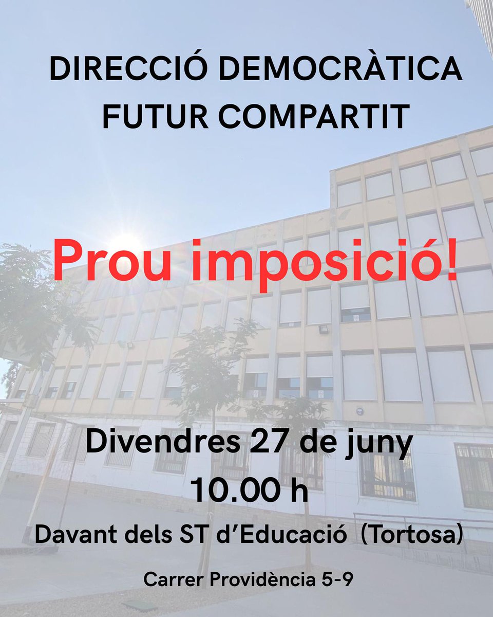 USTECTerresEbre's tweet image. Convocatòria de concentració al davant dels SSTT de Tortosa. Demà a les 10h.
#DireccióDemocràtica
#FuturCompartit