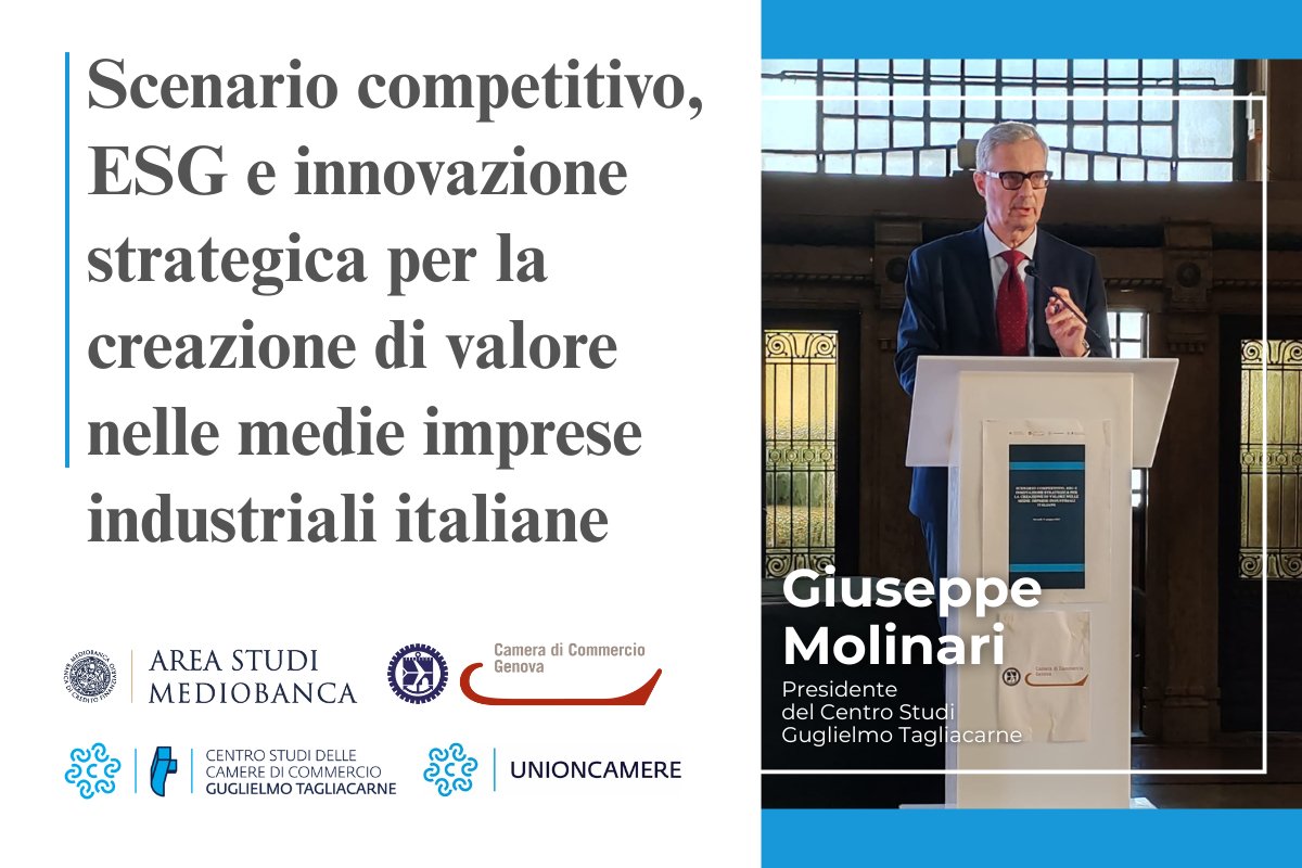Centro Studi G. Tagliacarne (@isttagliacarne) on Twitter photo Giuseppe Molinari, presidente del <a href="/IstTagliacarne/">Centro Studi G. Tagliacarne</a>, osserva: "Oggi le #medieimprese contribuiscono per il 45% allโexport italiano e hanno una propensione ad esportare del 42%." Afferma ciรฒ durante la presentazione a Genova del XXIV Rapporto sulle medie imprese industriali italiane Giuseppe Molinari, presidente del <a href="/IstTagliacarne/">Centro Studi G. Tagliacarne</a>, osserva: "Oggi le #medieimprese contribuiscono per il 45% allโexport italiano e hanno una propensione ad esportare del 42%." Afferma ciรฒ durante la presentazione a Genova del XXIV Rapporto sulle medie imprese industriali italiane