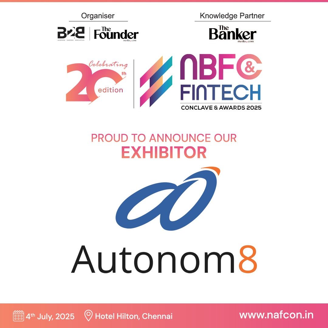 🚀 Autonom8 is exhibiting at NBFC &amp; Fintech Conclave 2025!

📍 4 July | Hotel Hilton, Chennai

Showcasing how Low-code + GenAI is transforming workflows across BFSI.

Let’s build smarter, faster.

👉 nafcon.in

#NBFC2025 #GenAI #LowCode #Fintech