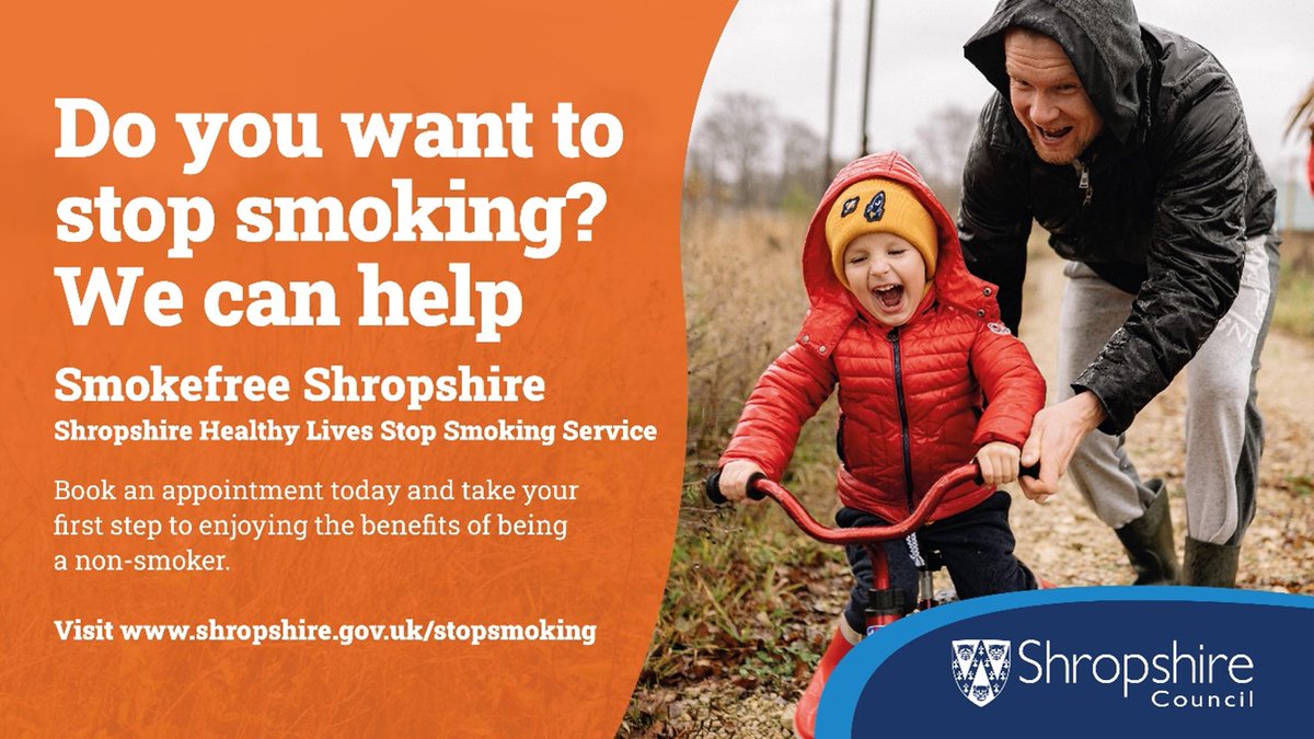 ShropCouncil's tweet image. Want to quit smoking for good?
Our Stop Smoking Service can help you take control of your health with free, confidential support from our specialist advisors.
For more information, go to:
orlo.uk/1HoBu