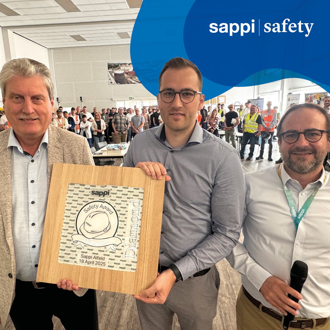 At Sappi, safety comes first—every day. We’re proud to share that Gratkorn Mill hit 1M hours and Alfeld Mill 3M hours without a lost time injury! 🎉 Congratulations to both teams for earning the Gold &amp; Diamond Safety Awards. Let’s keep each other safe—always. 💪