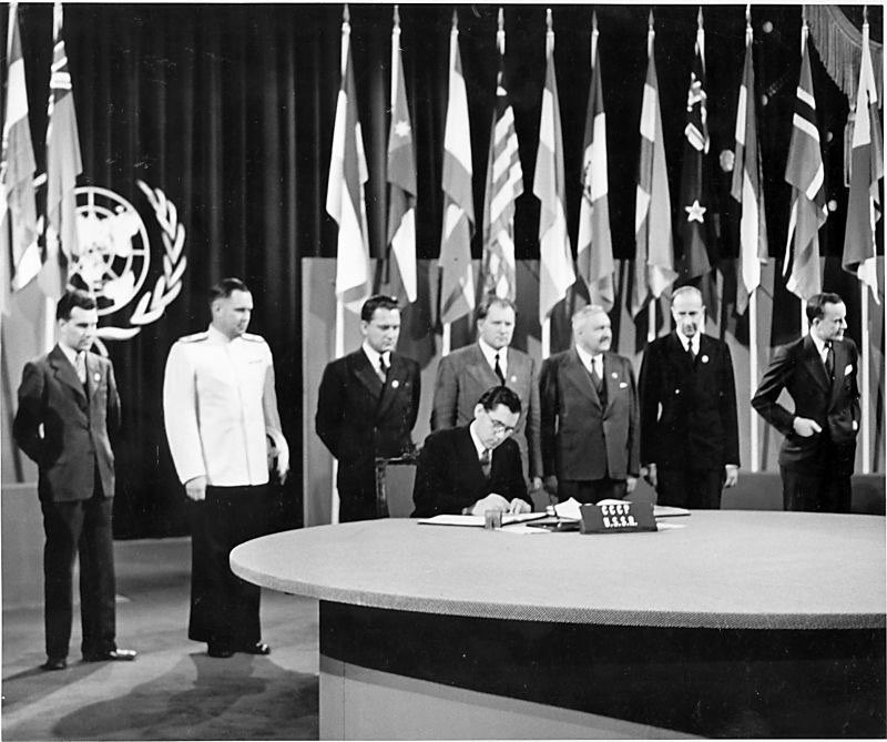 On June 26, 1945, exactly 80 years ago, the UN Charter was signed as a result of the conference in San Francisco. 

This document of the United Nations was signed by representatives of the countries that participated in the war against Nazi Germany and militaristic Japan.