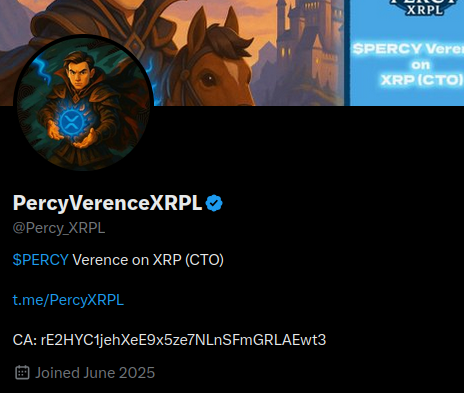 Percy_XRPL's tweet photo. The blue check is here for $PERCY ! Thanks @X
!Let’s celebrate! 🚀 #PercyVerified #XRP #PercyVerence https://t.co/a1MemhLQZz