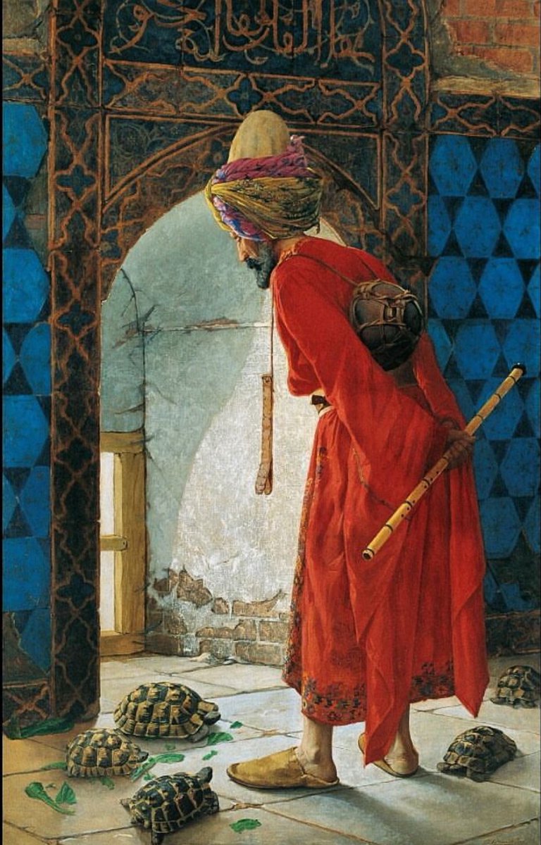 Osman Hamdi Bey’in “Kaplumbağa Terbiyecisi” tablosunda bulunan pencere, dış cepheden gördüğümüz Bursa Yeşil Cami taç kapı kavsarası altındaki penceredir. 

Burası hünkar mahfilinin bulunduğu kısımdır.