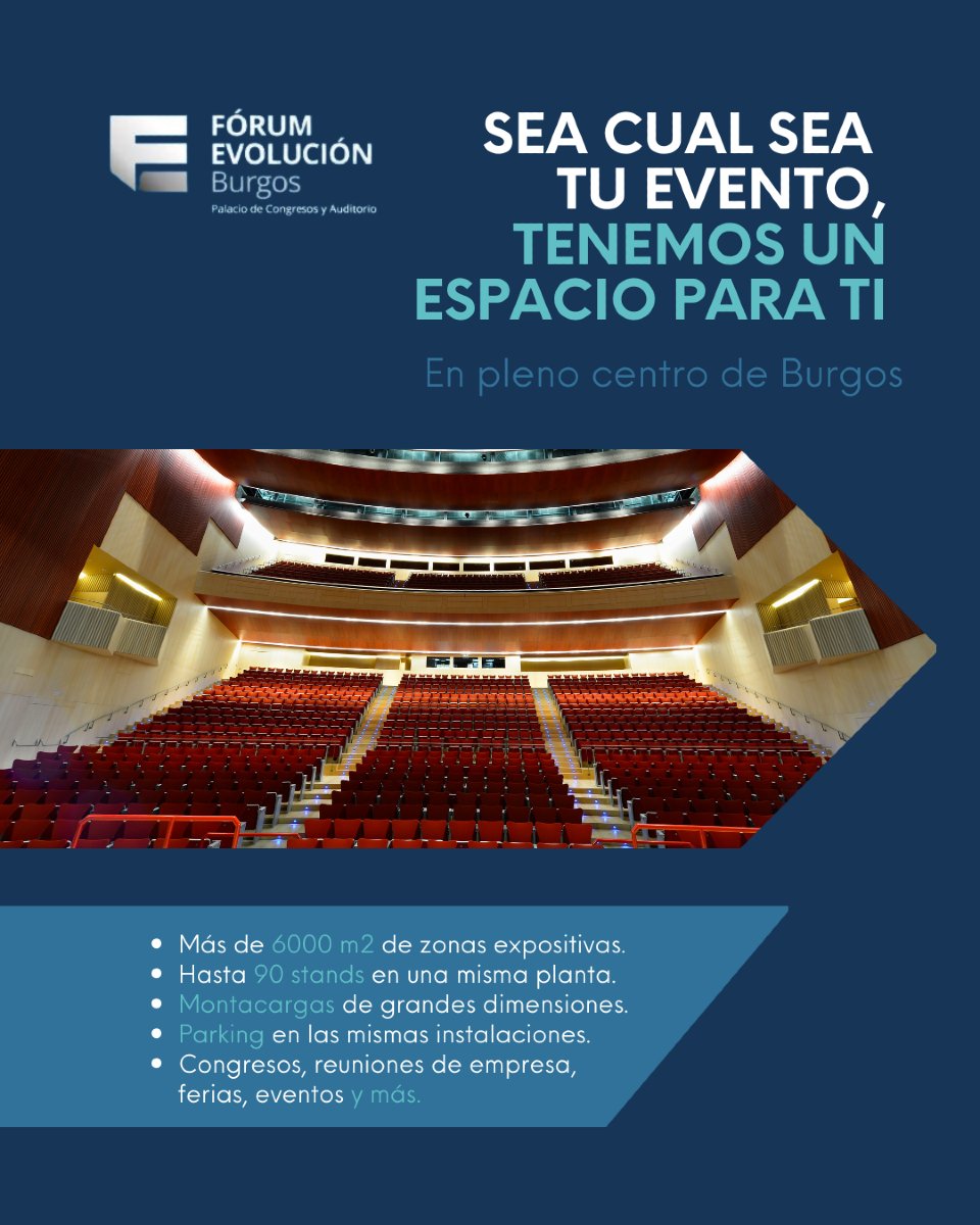 👉🏻 En #ForumEvolucionBurgos estamos preparados para albergar cualquier tipo de evento, independientemente de su capacidad o tipología.​

😊 ¡Atrévete a escogernos!​

#BurgosEstaDeModa #BurgosCiudadDeCongresos